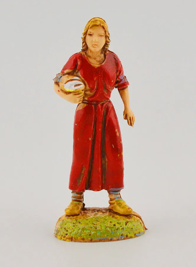 Kerststal Figuur Vrouw met Mand - 6 cm (pic 1)