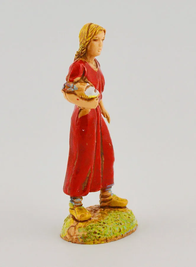 Kerststal Figuur Vrouw met Mand - 6 cm (pic 3)