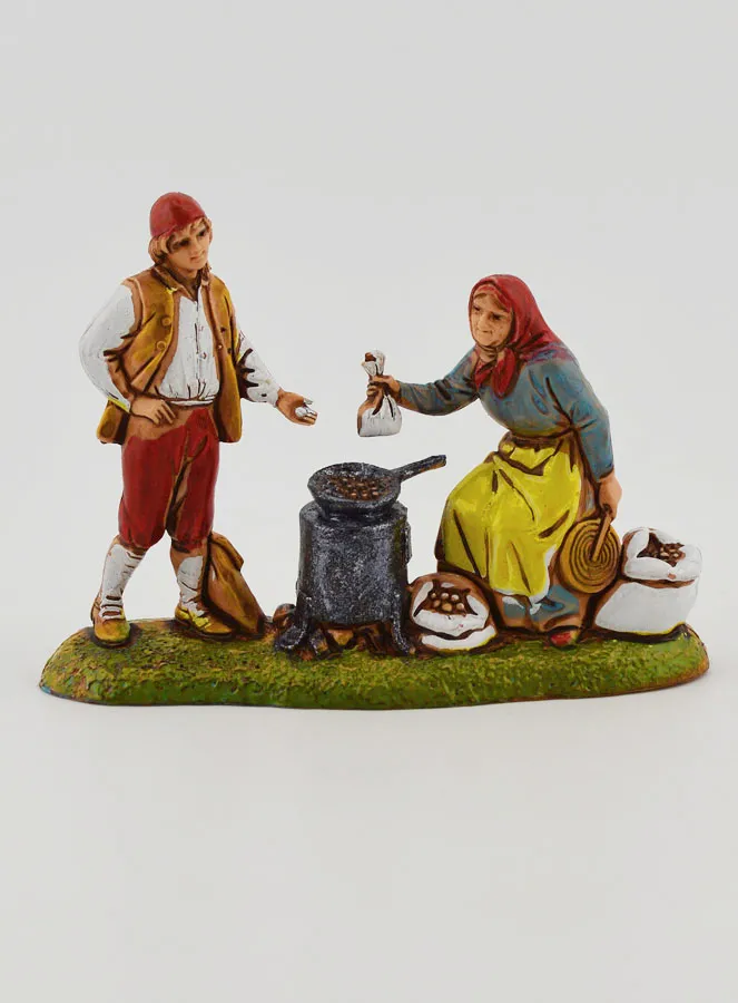 Kerststal Beeld Kastanje Verkoopster – Hoogte 6 cm (pic 1)