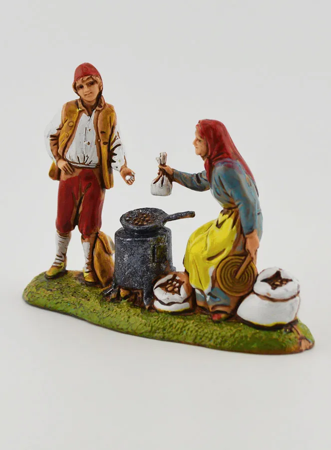 Kerststal Beeld Kastanje Verkoopster – Hoogte 6 cm (pic 2)
