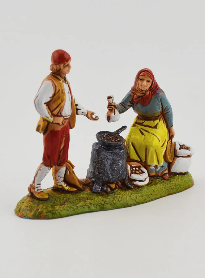Kerststal Beeld Kastanje Verkoopster – Hoogte 6 cm (pic 3)