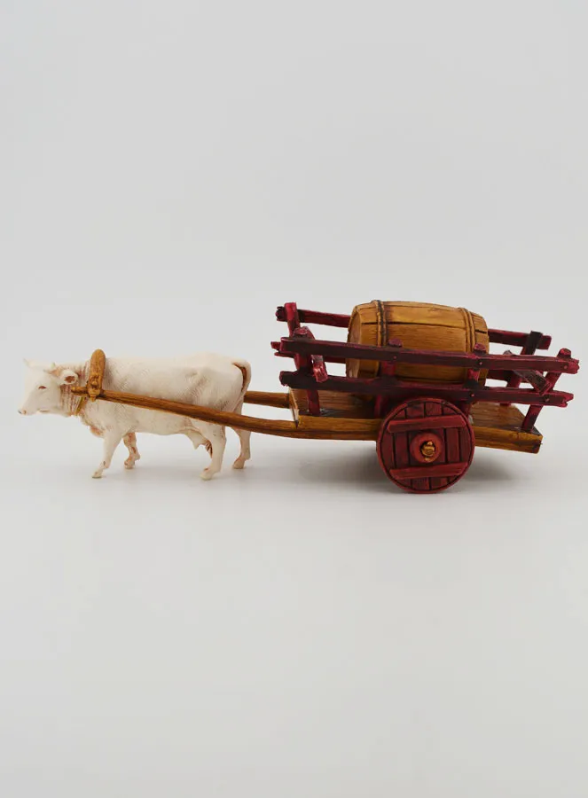 Kerststal Figuur Ossenkar en Vat - Hoogte 6 cm (pic 1)