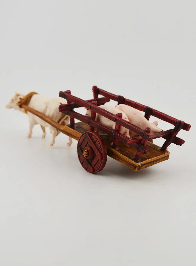 Kerststal Beeld Ossenkar en Varkens - Hoogte 6 cm (pic 3)