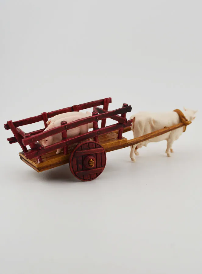 Kerststal Beeld Ossenkar en Varkens - Hoogte 6 cm (pic 4)