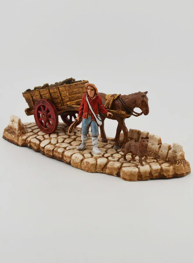 Kerststal Beeld Houthakker met Kar - Hoogte 6 cm (pic 2)