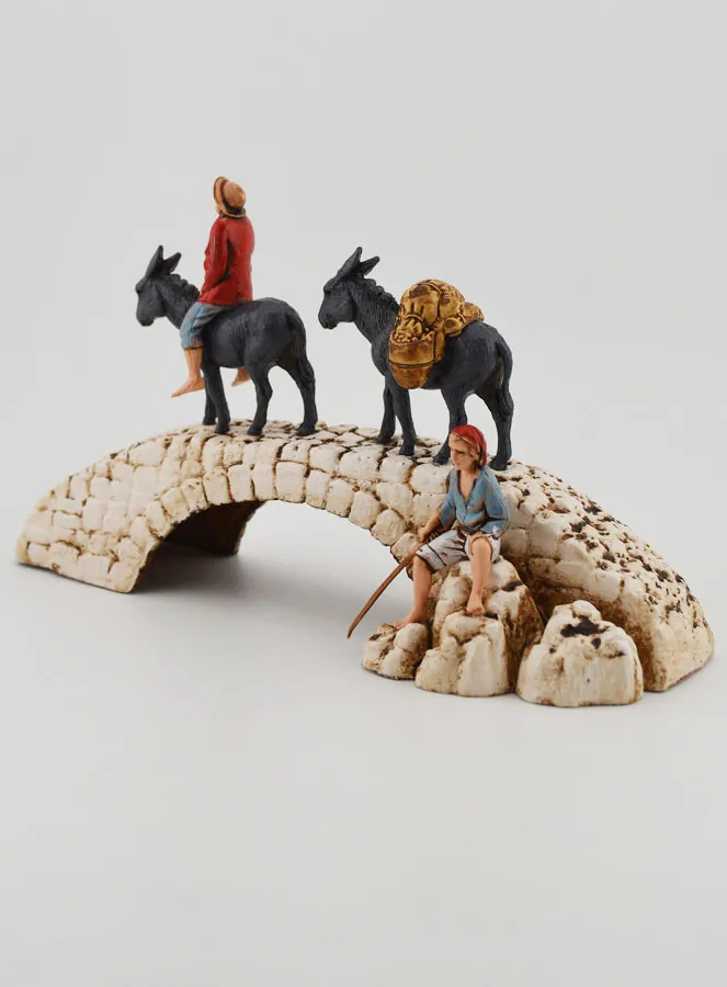 Kerststal Beeld Ezels op een Brug - Hoogte 6 cm (pic 2)