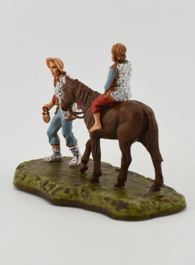 Kerststal Beeld Bergbewoner en Kind te Paard - Hoogte 6 cm (pic 2)