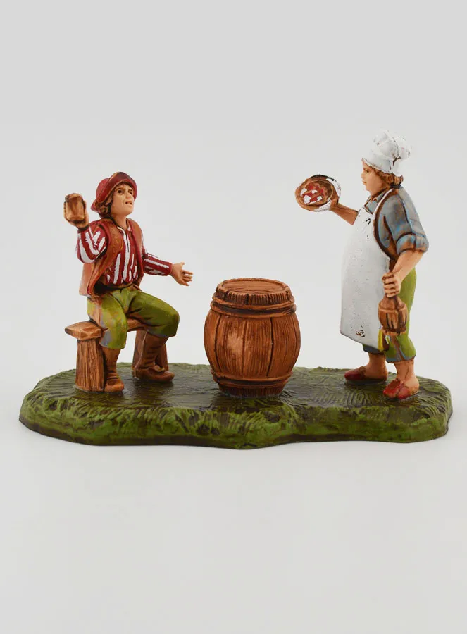 Kerststal Beeld Herbergier en Gast - 6cm (pic 1)