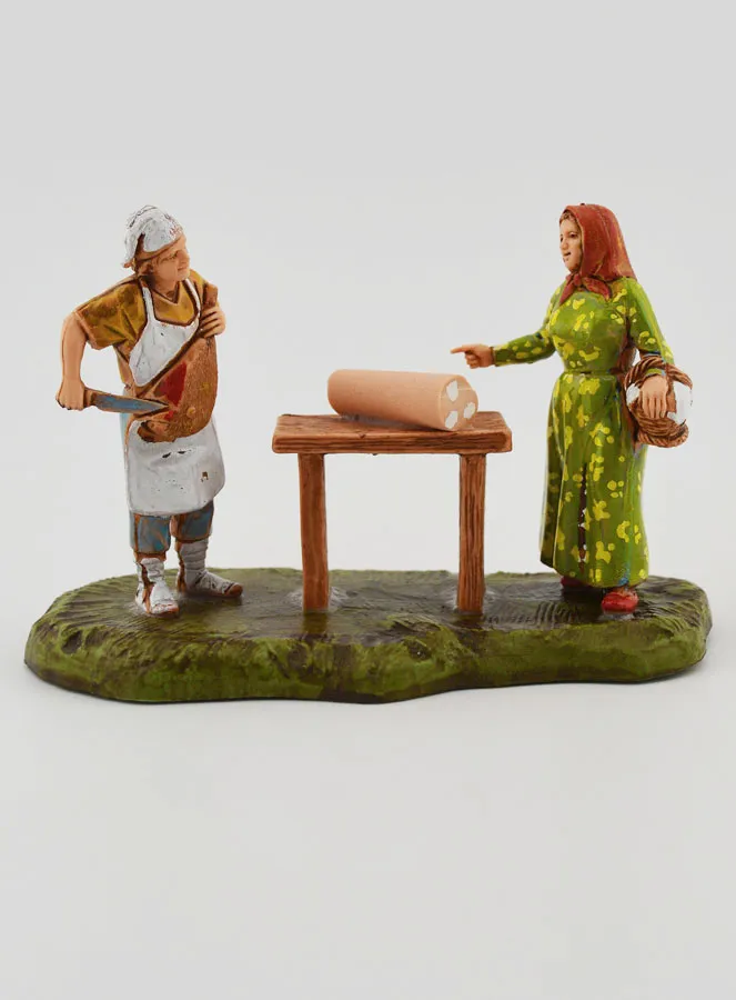 Kerststal Beeld Slager en Klant - 6cm (pic 1)