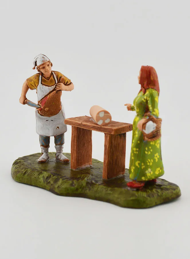 Kerststal Beeld Slager en Klant - 6cm (pic 3)
