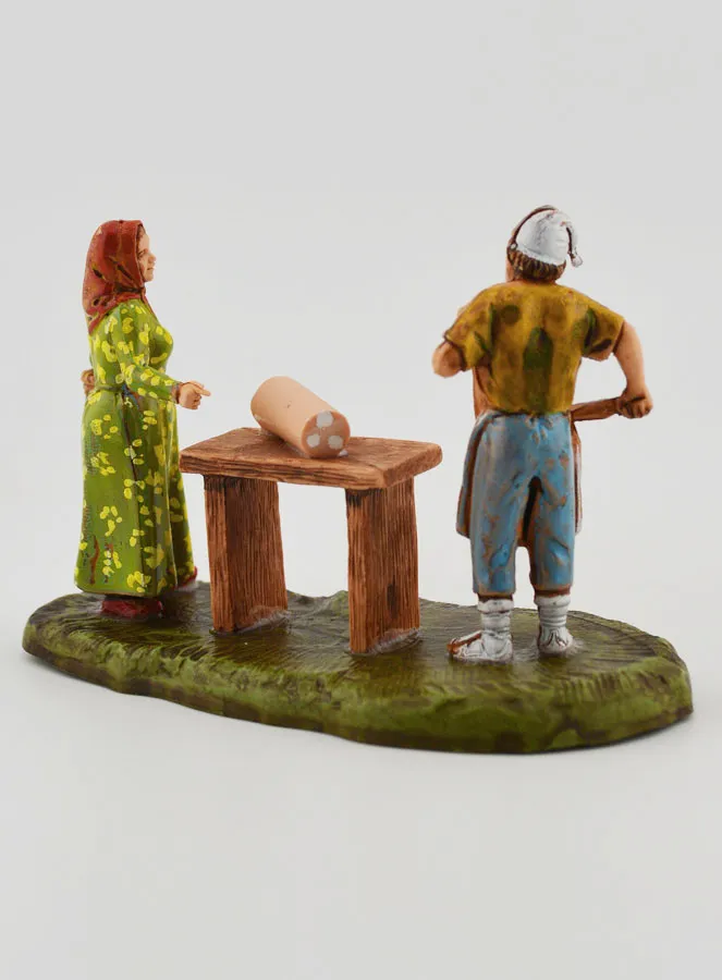 Kerststal Beeld Slager en Klant - 6cm (pic 4)