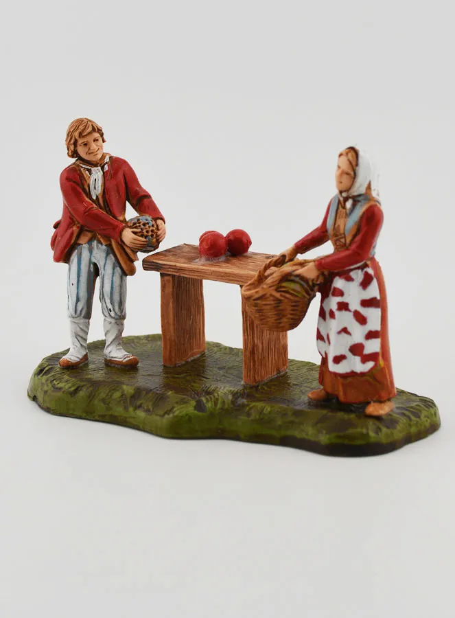 Kerststal Beeld Groentehandelaar en Klant - 6 cm (pic 3)