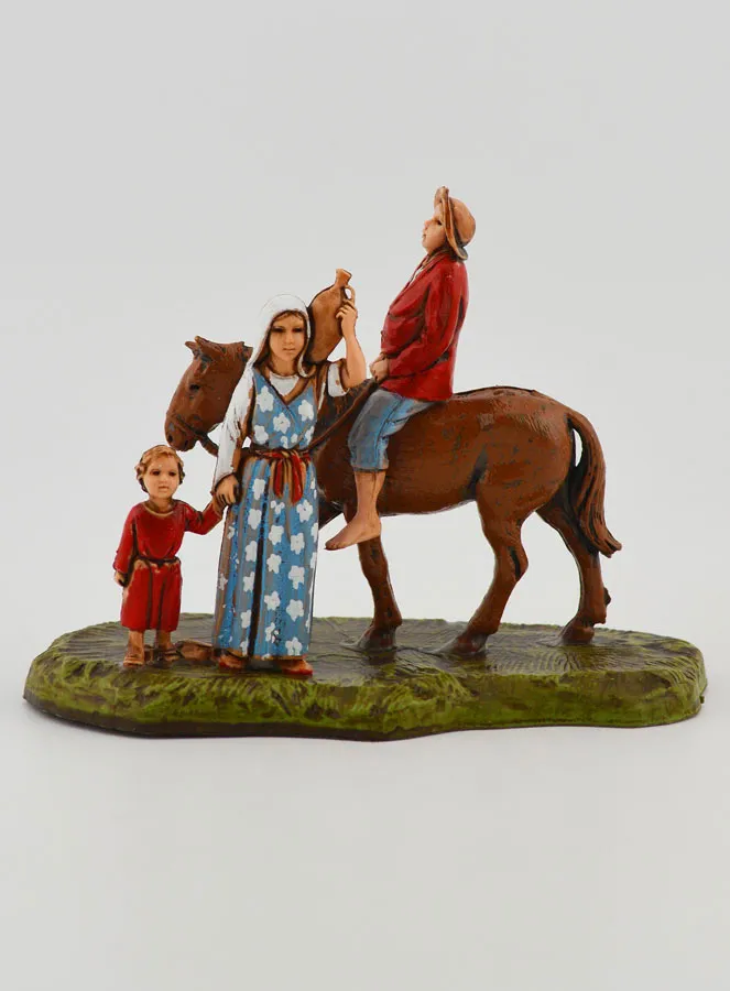 Kerststal Beeld Man te Paard met Gezin – 6 cm (pic 1)