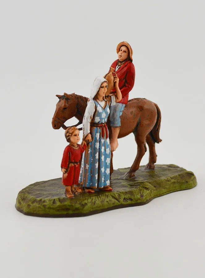 Kerststal Beeld Man te Paard met Gezin – 6 cm (pic 3)