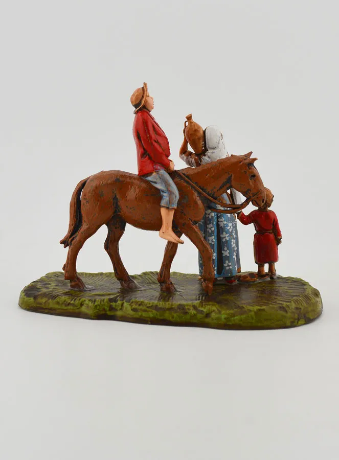 Kerststal Beeld Man te Paard met Gezin – 6 cm (pic 4)