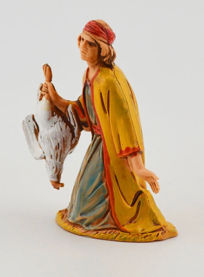Kerststal Beeld Man met Kip – 6 cm (pic 2)