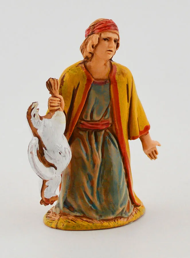 Kerststal Beeld Man met Kip – 6 cm (pic 3)