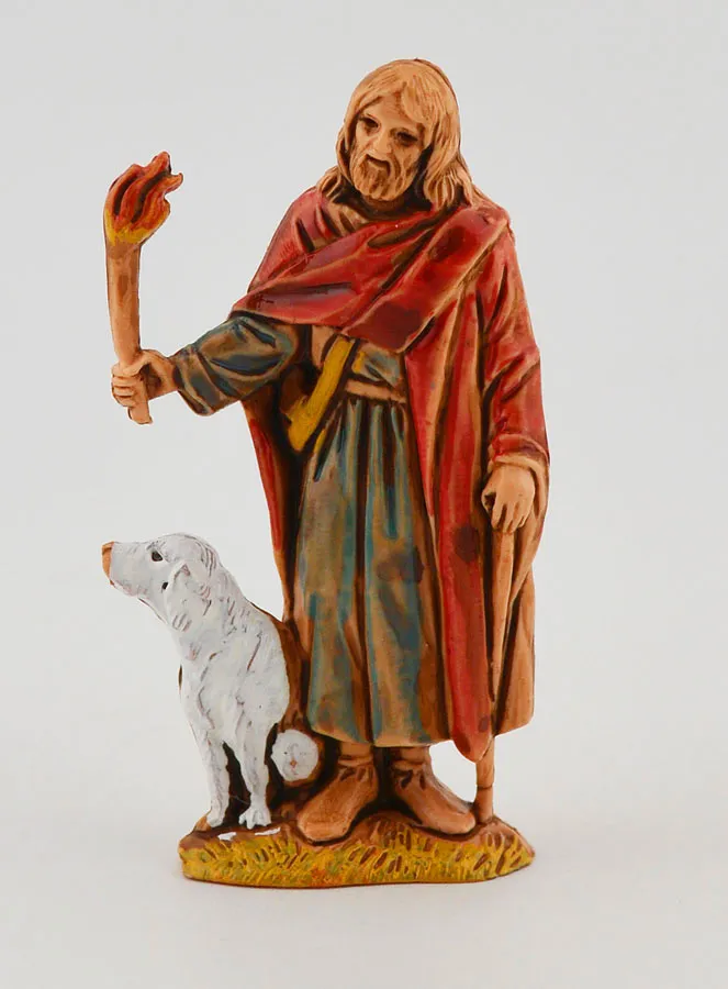 Kerststal Beeld Nachtwaker en zijn Hond - 6 cm (pic 1)