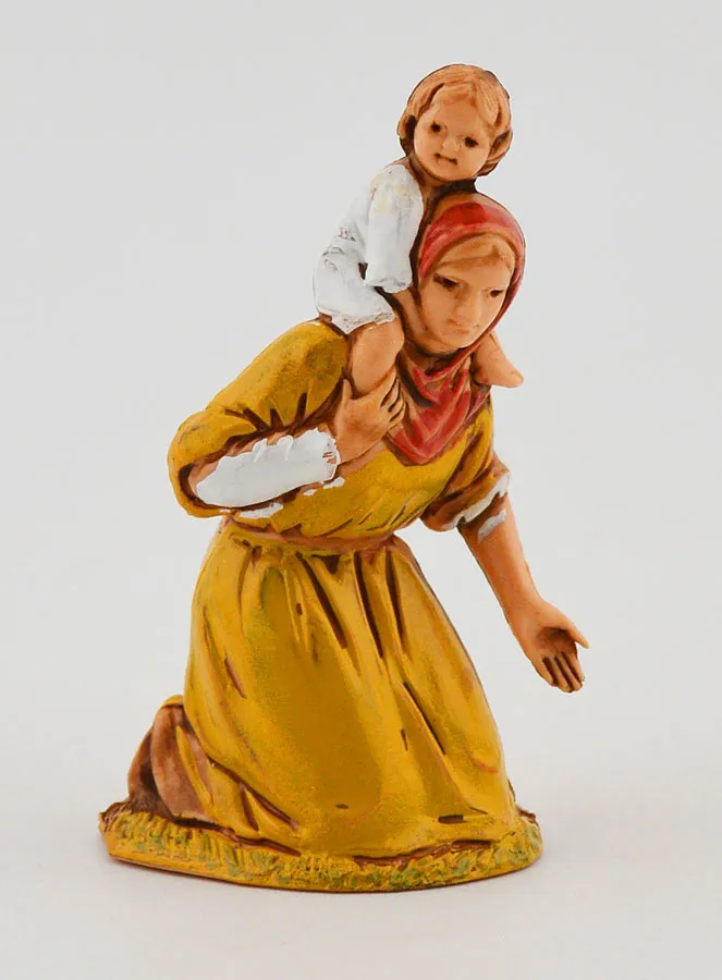 Kerststal Beeld Bedelares met Kind - 6 cm (pic 1)