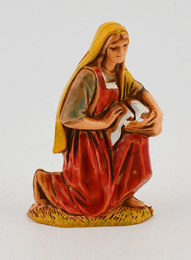 Kerststal Beeld Wasvrouw met Mand – 6 cm (pic 1)