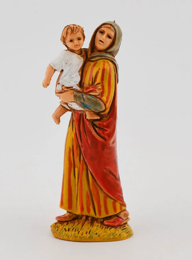 Kerststal Beeld Vrouw met haar Kind op de Arm - 6 cm (pic 1)