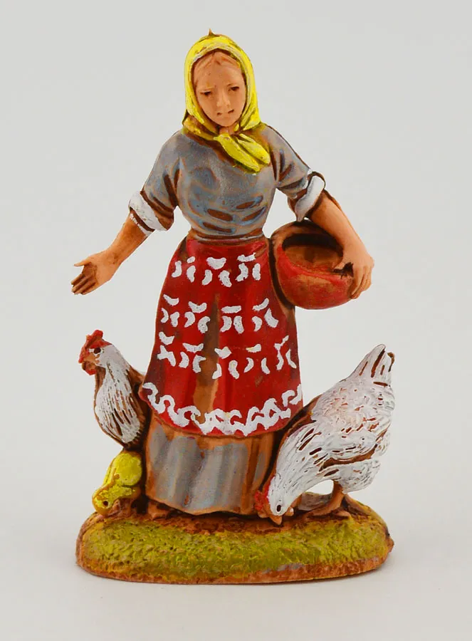 Kerststal Figuur Boerin en haar Kippen - 6cm (pic 1)