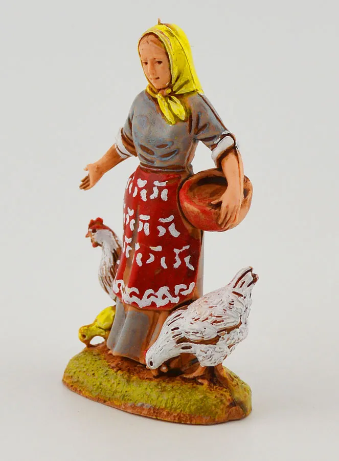 Kerststal Figuur Boerin en haar Kippen - 6cm (pic 2)