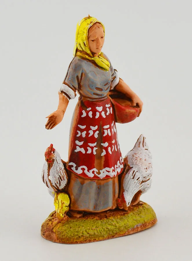 Kerststal Figuur Boerin en haar Kippen - 6cm (pic 3)