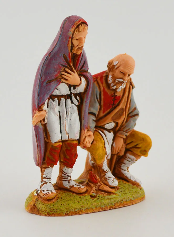 Kerststal Beeld Bejaarde Bedelaars - 6cm (pic 3)