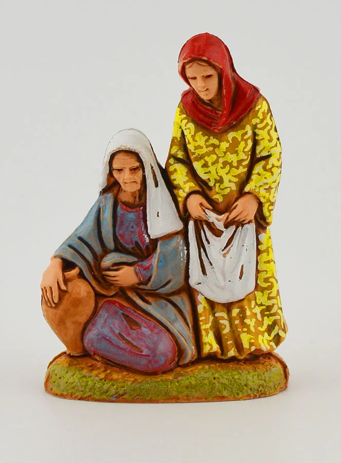 Kerststal Beeld Vrouwen met Amfoor en Wasgoed - 6cm (pic 1)