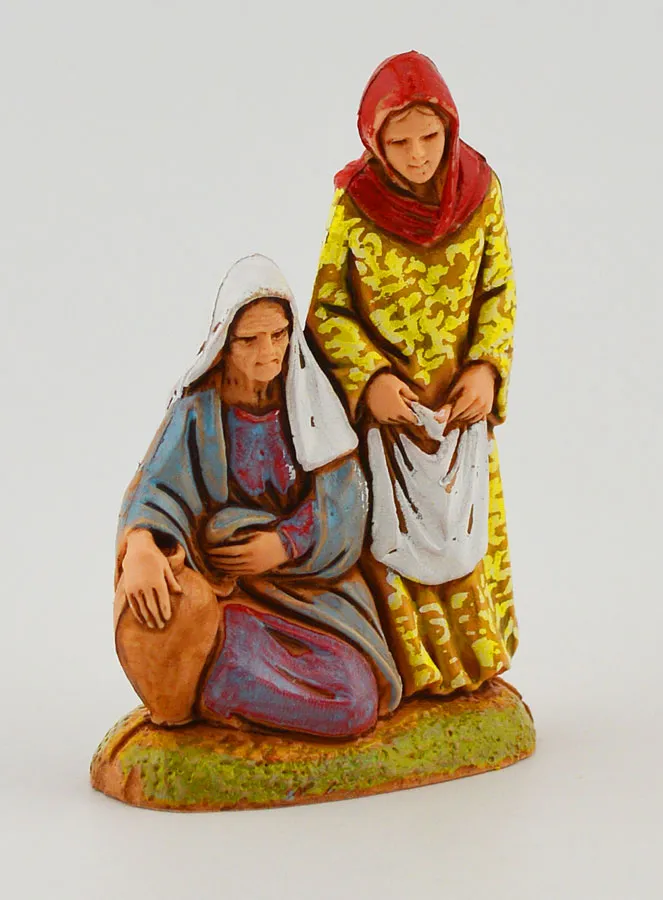Kerststal Beeld Vrouwen met Amfoor en Wasgoed - 6cm (pic 3)