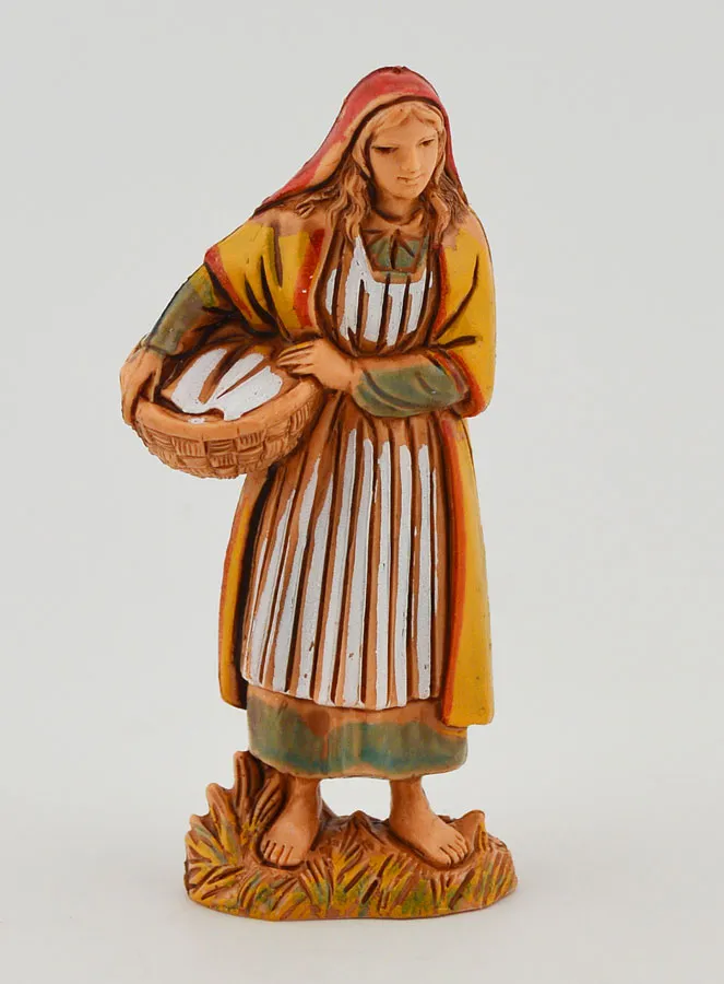 Kerststal Figuur Vrouw met Wasmand – 6cm (pic 1)
