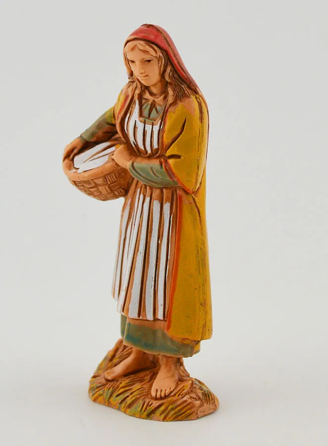 Kerststal Figuur Vrouw met Wasmand – 6cm (pic 2)