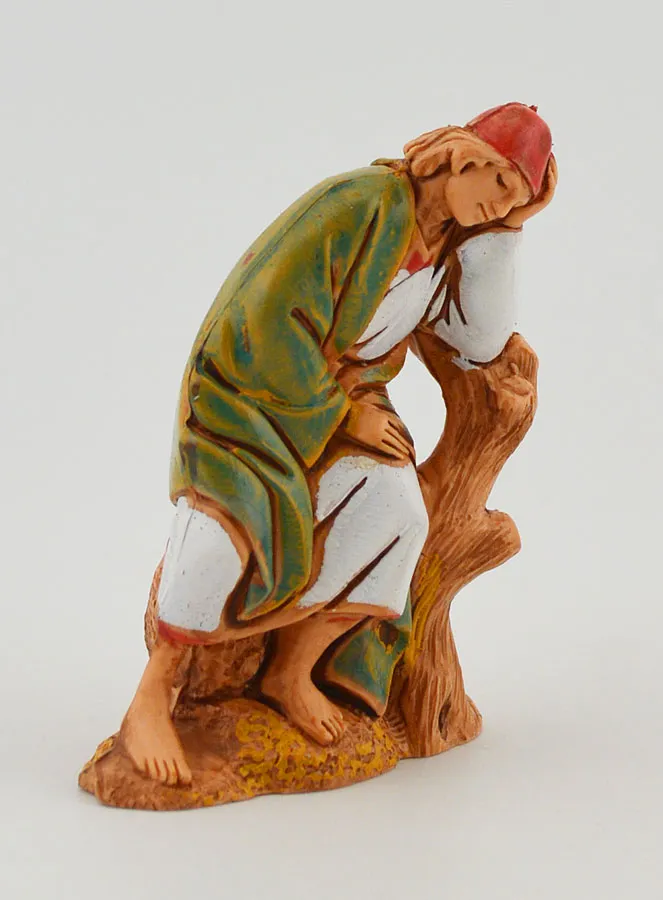 Kerststal Beeld Slapende Herder - 6cm (pic 3)