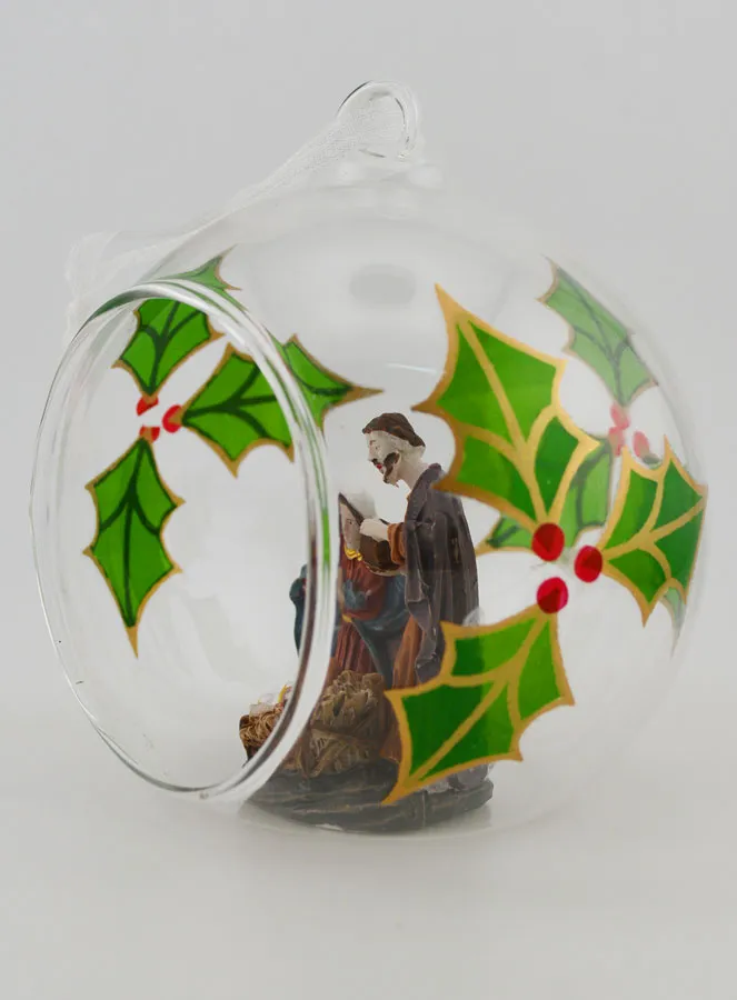 Glazen Kerstbal 10cm - Kerststal (pic 2)