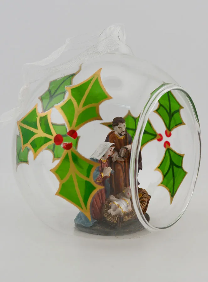 Glazen Kerstbal 10cm - Kerststal (pic 3)