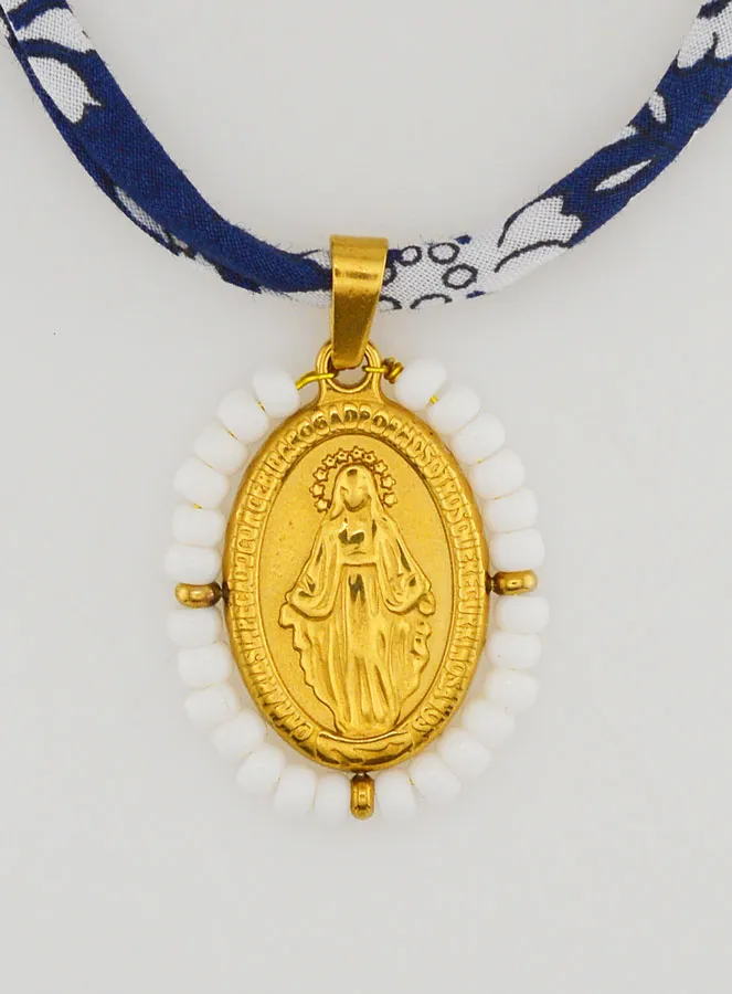 Wonderdadige Medaille met Kralen - Blauw Liberty Koord (pic 1)