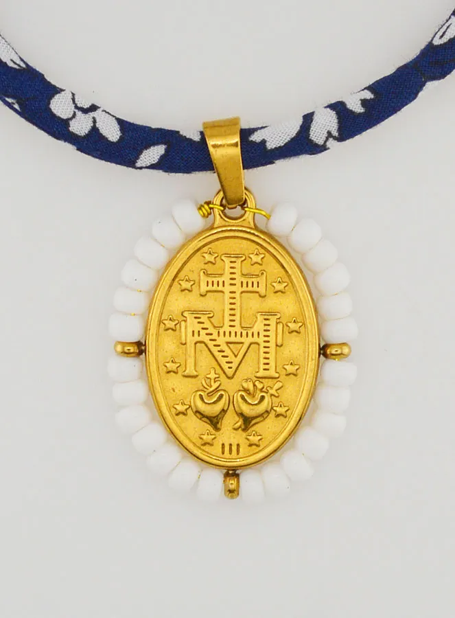 Wonderdadige Medaille met Kralen - Blauw Liberty Koord (pic 2)