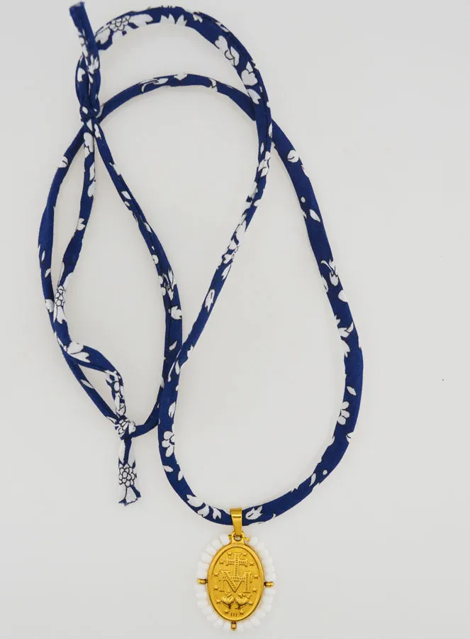 Wonderdadige Medaille met Kralen - Blauw Liberty Koord (pic 4)
