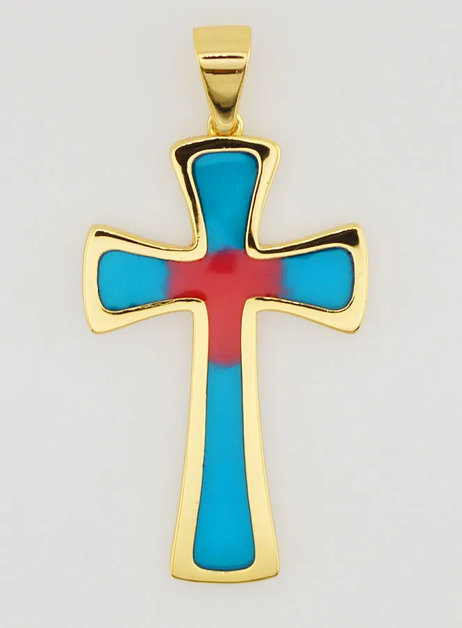 Hanger Kruis 4cm - Blauw en Rood (pic 1)