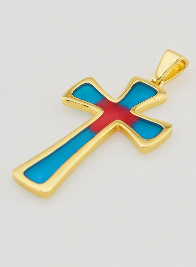 Hanger Kruis 4cm - Blauw en Rood (pic 4)