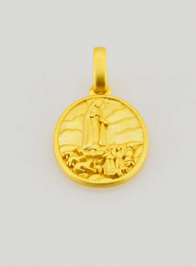 Medaille van OLV van Fatima van 18 Karaats Verguld Zilver - 15mm (pic 2)