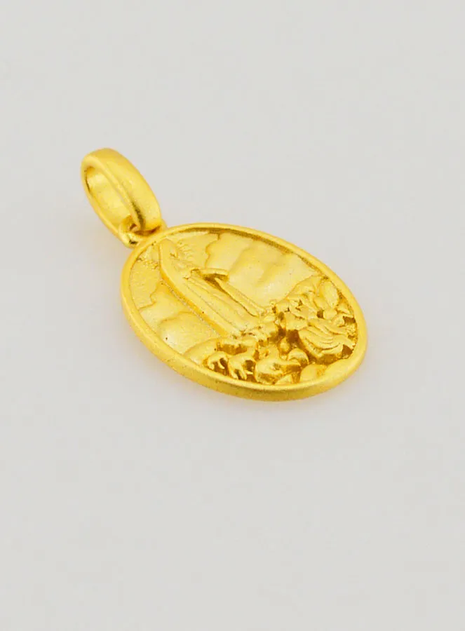 Medaille van OLV van Fatima van 18 Karaats Verguld Zilver - 15mm (pic 3)