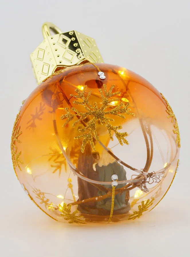 Verlichte Kerstbal met Kerststal - 12cm (pic 4)