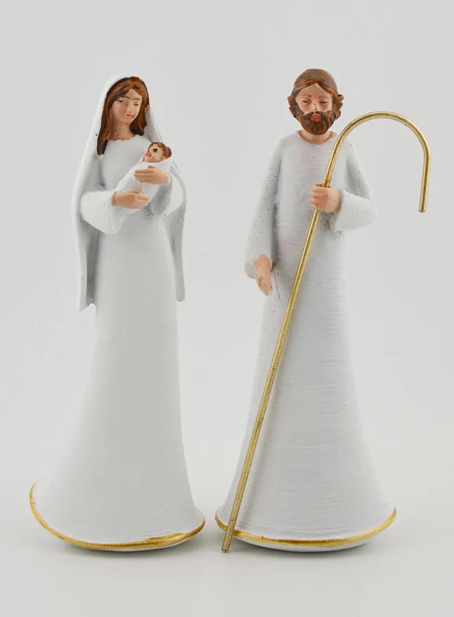 Moderne Heilige Familie Wit en Goud - 12cm (pic 1)