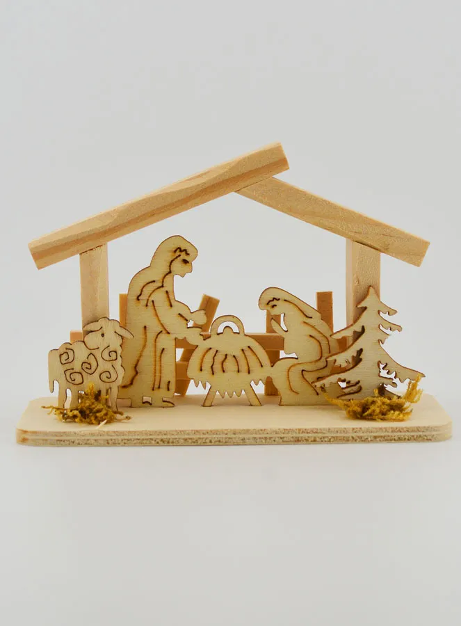 Kerststal van Natuurlijk Hout - 10cm (pic 1)