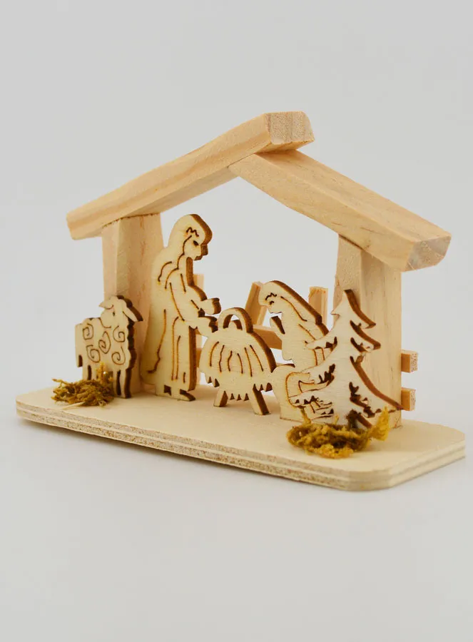 Kerststal van Natuurlijk Hout - 10cm (pic 2)