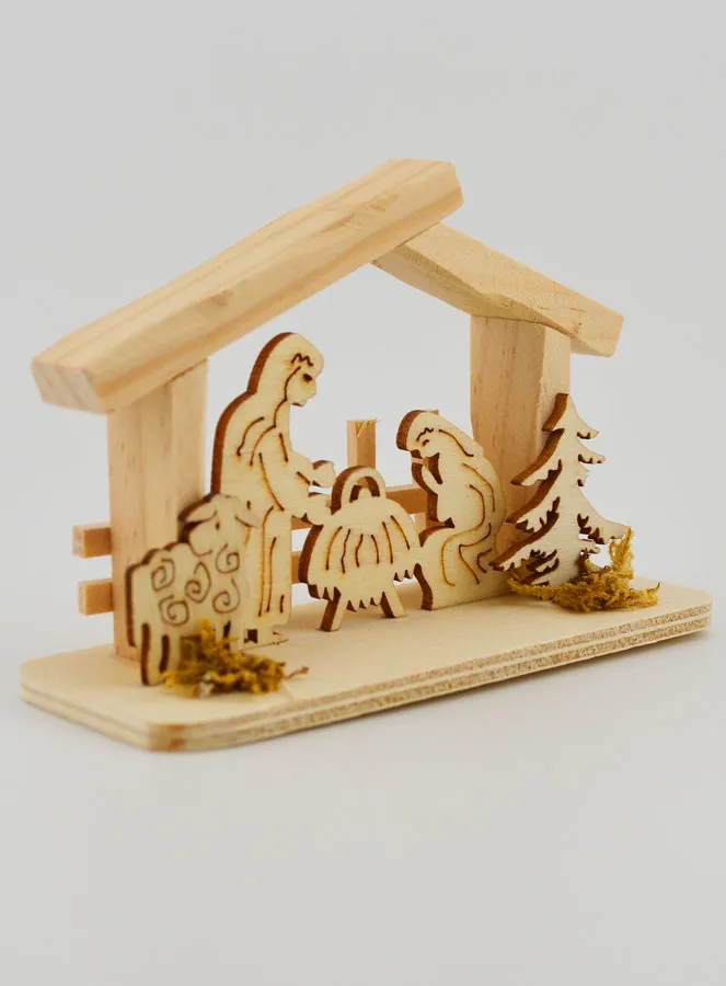 Kerststal van Natuurlijk Hout - 10cm (pic 3)