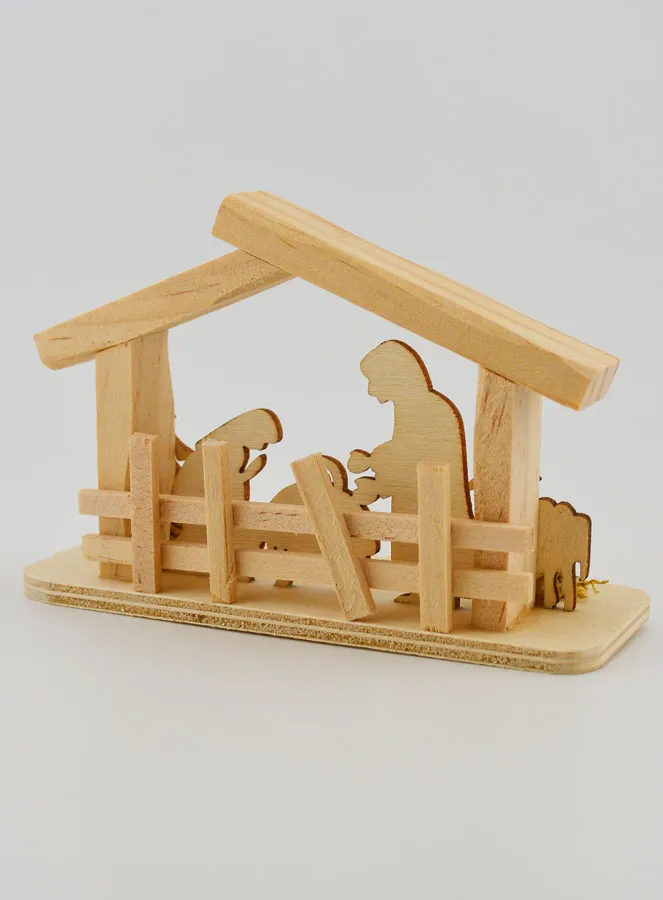 Kerststal van Natuurlijk Hout - 10cm (pic 4)