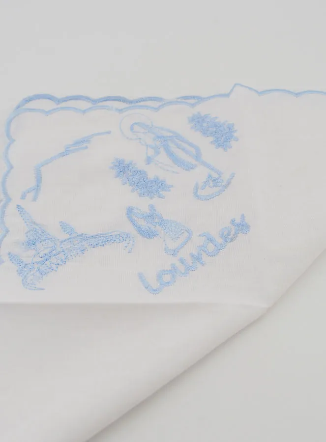 Zakdoek Geborduurd Souvenir van Lourdes Blauw (pic 4)